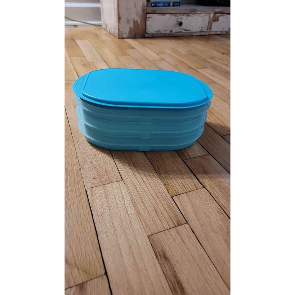 Reusable Food Storage Containers Stackable Tupperware Lunch Box Blue Space Saver